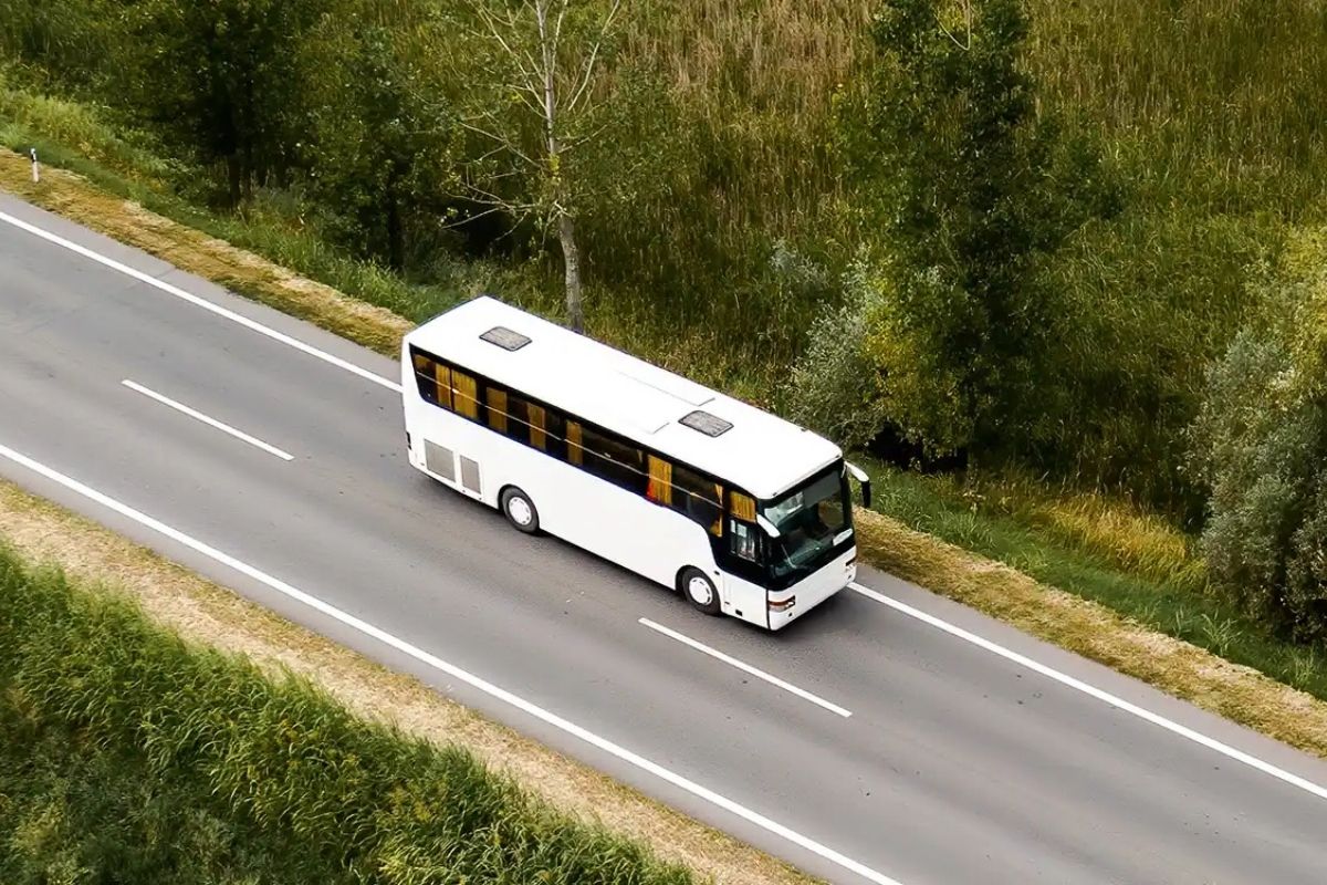 Autobus in partenza per Trivento con sfondo dei boschi molisani