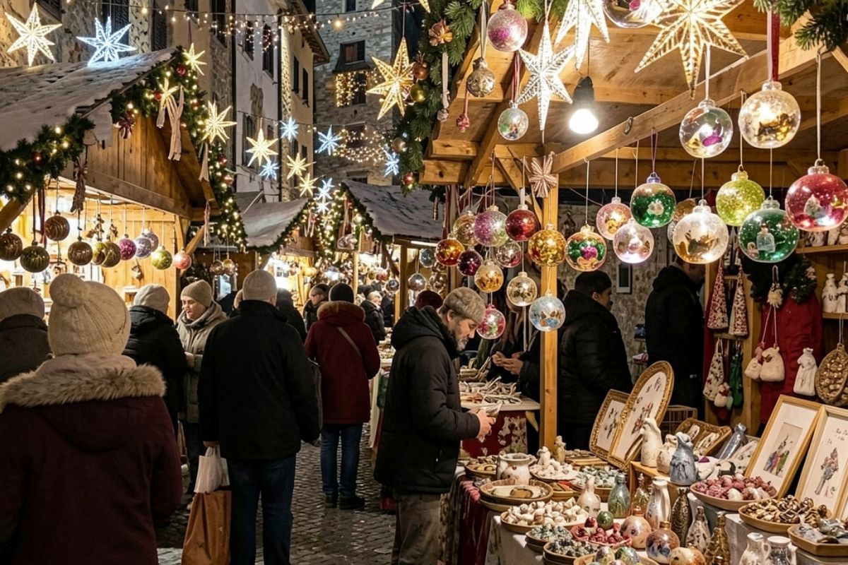 Mercatini di Natale a Castelpetroso con decorazioni natalizie