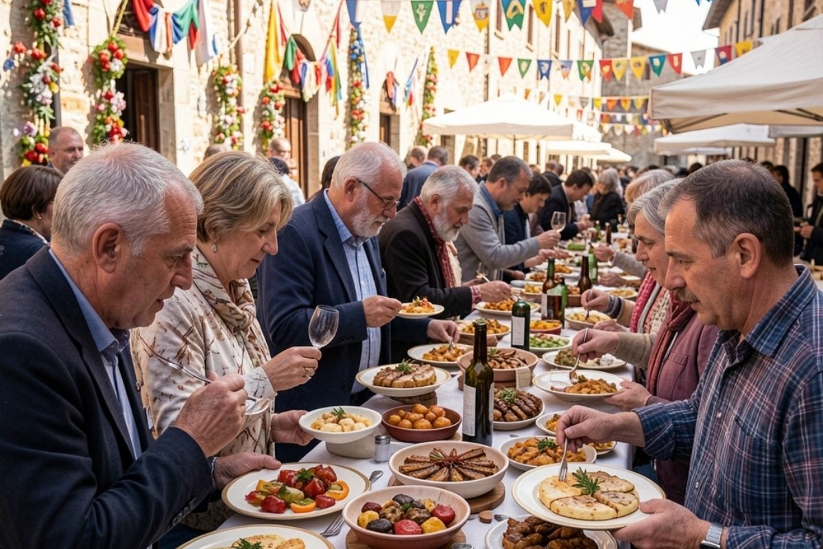 Gastronomia locale di Venafro con piatti tipici durante una sagra